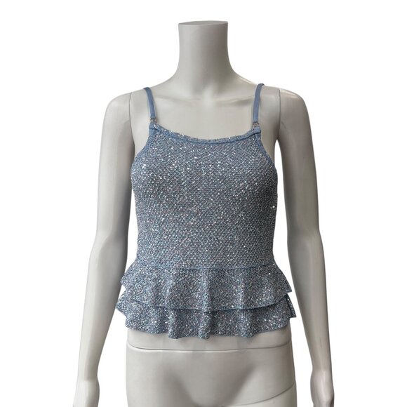 $3500 NWT CHANEL 2025 Spring Blue Sequin Layered Tank Top size IT 36/0 - Picture 1 of 12